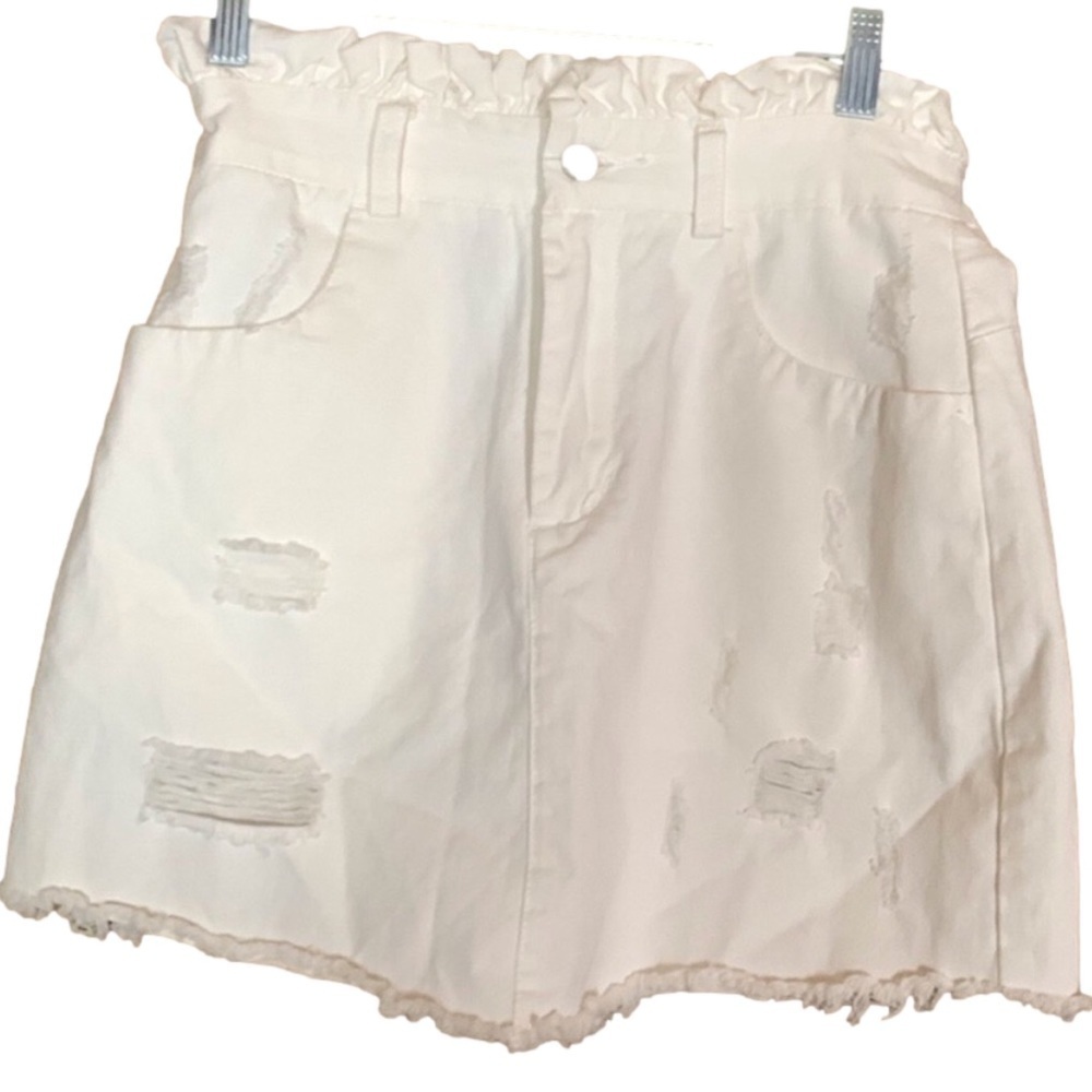Hayden LA distressed paperback denim jean skirt Size Small White